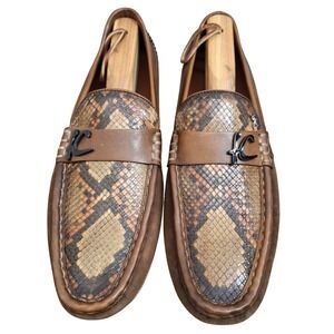 Franco Cuadra Mens Brown Python Suede Leather Driving Loafers Made in Mexico 9.5